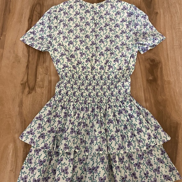 Les Coyotes de Paris Cream Alva Flower Paisley Print Dress $166 Size 10 - Picture 3 of 6